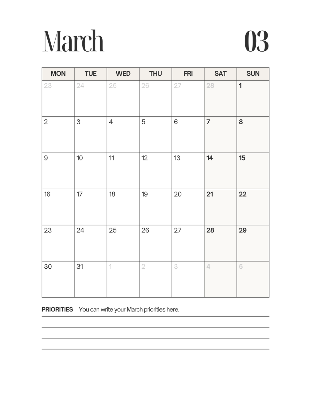 Simple-Cursive Yearly Planner