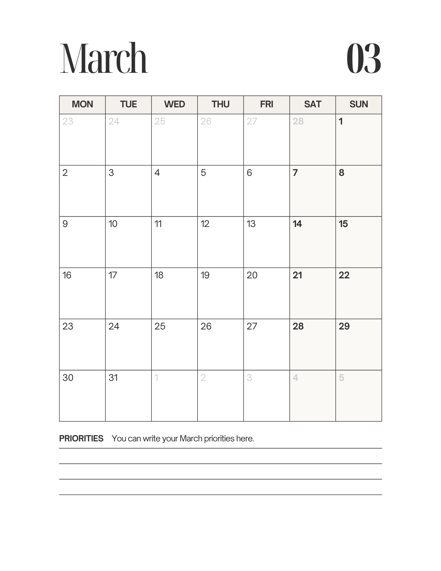 Simple-Cursive Yearly Planner