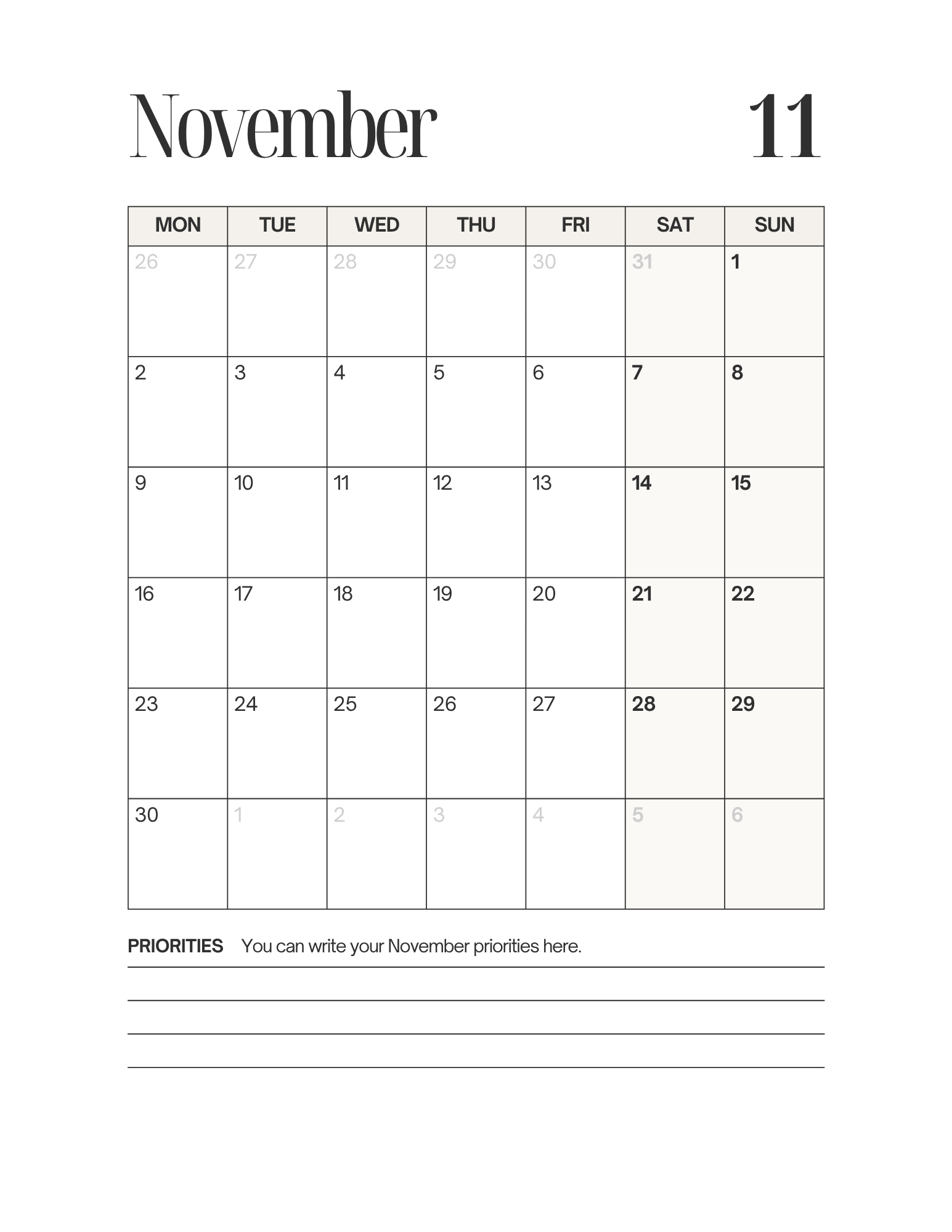 Simple-Cursive Yearly Planner