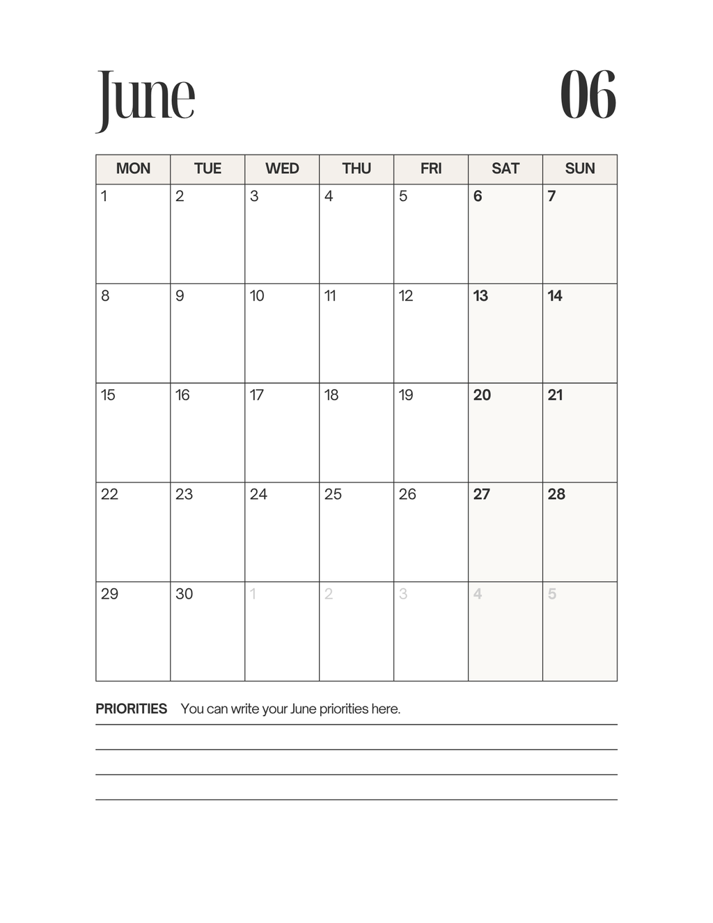 Simple-Cursive Yearly Planner