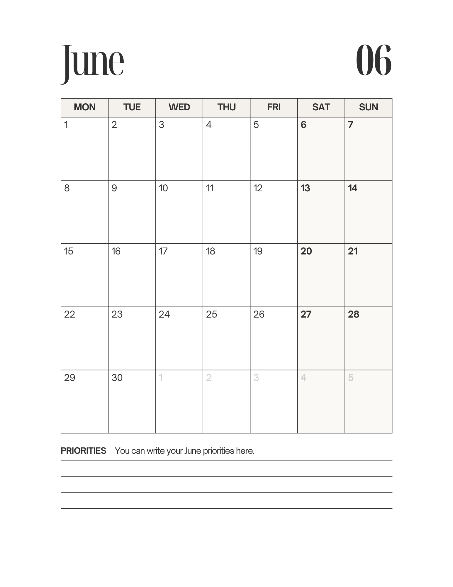 Simple-Cursive Yearly Planner