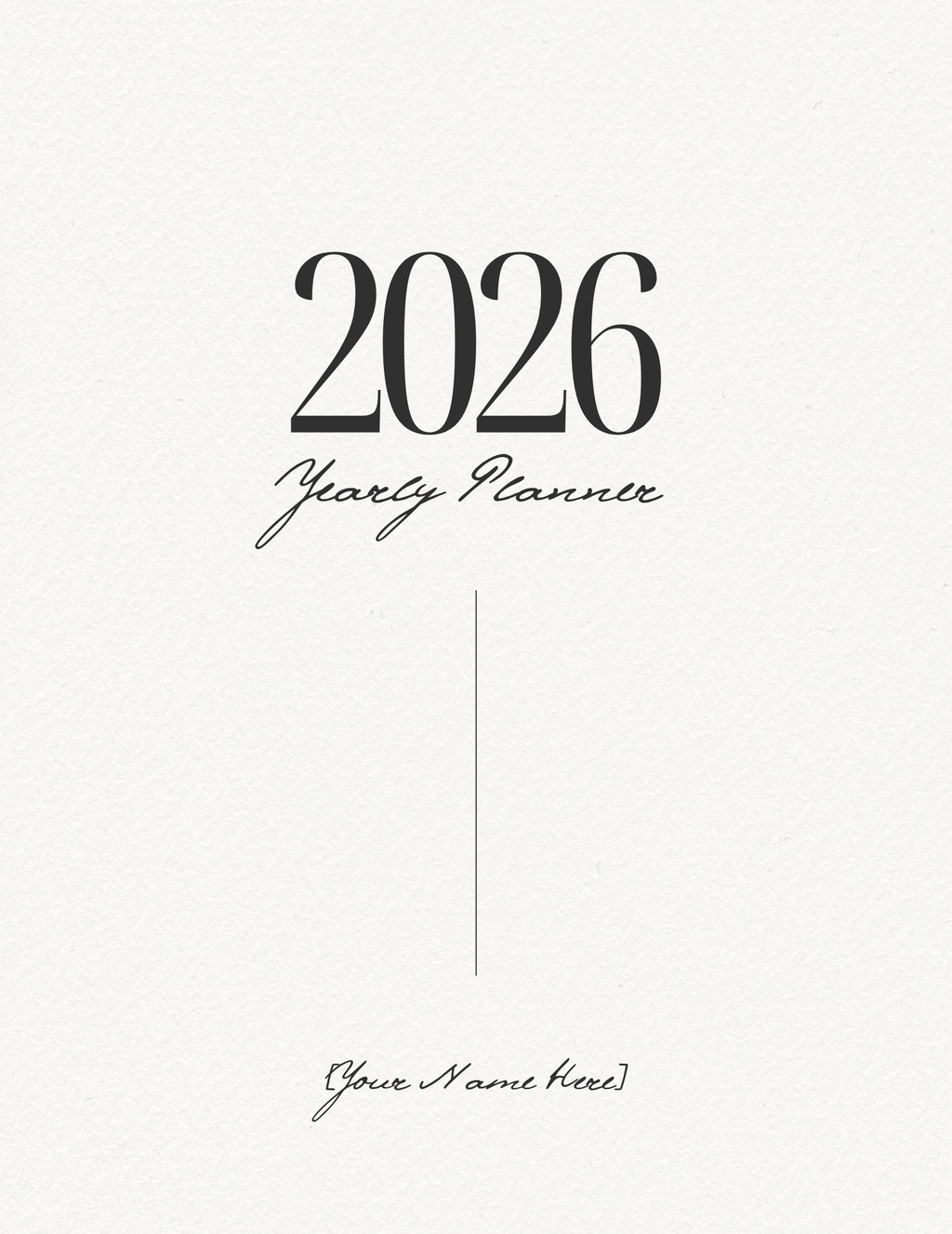 Simple-Cursive Yearly Planner