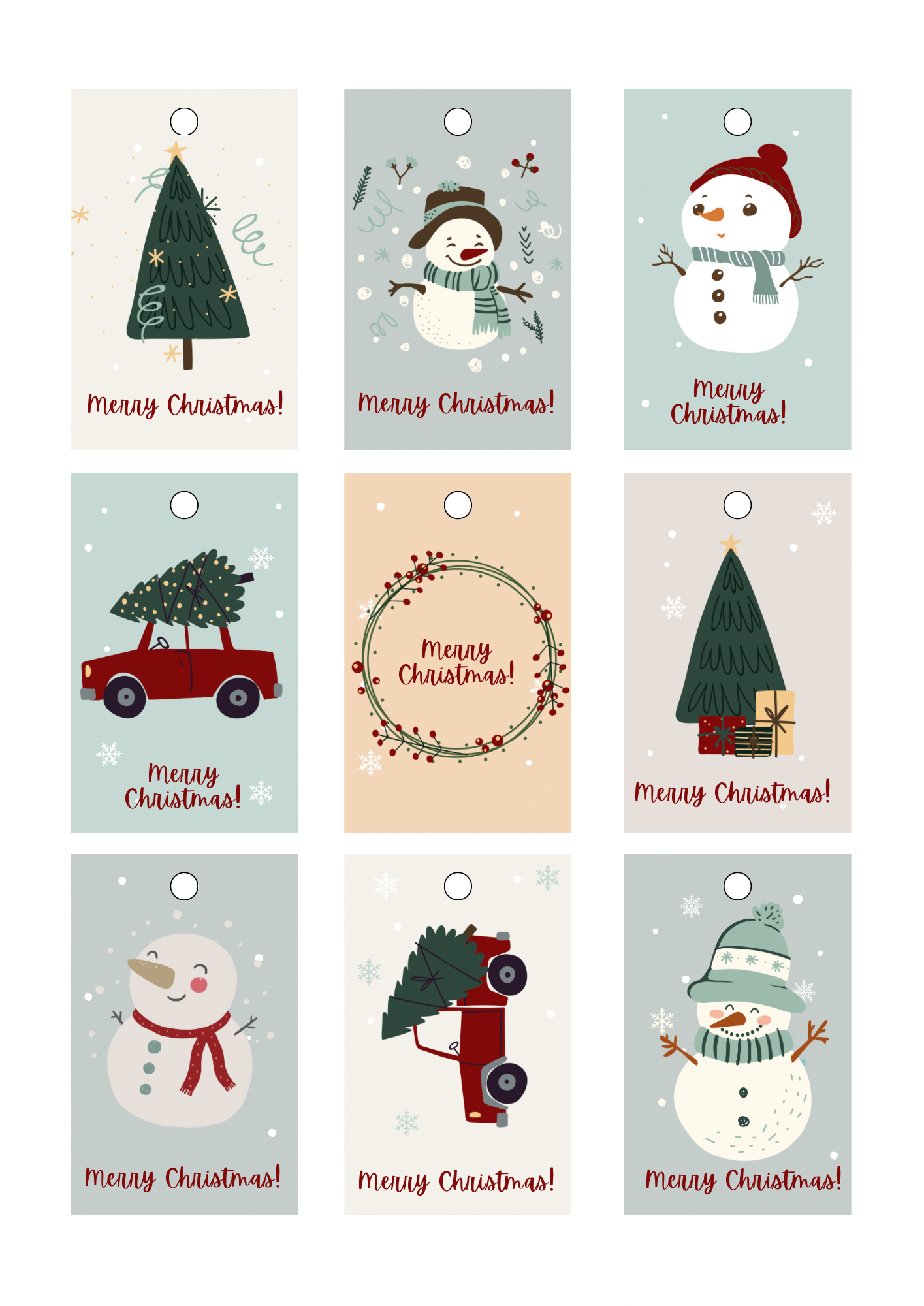Vintage Snowy Christmas Tags