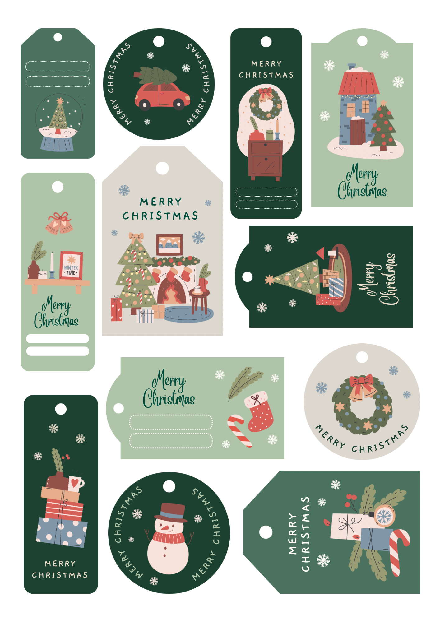 Vintage Christmas Charm Tags