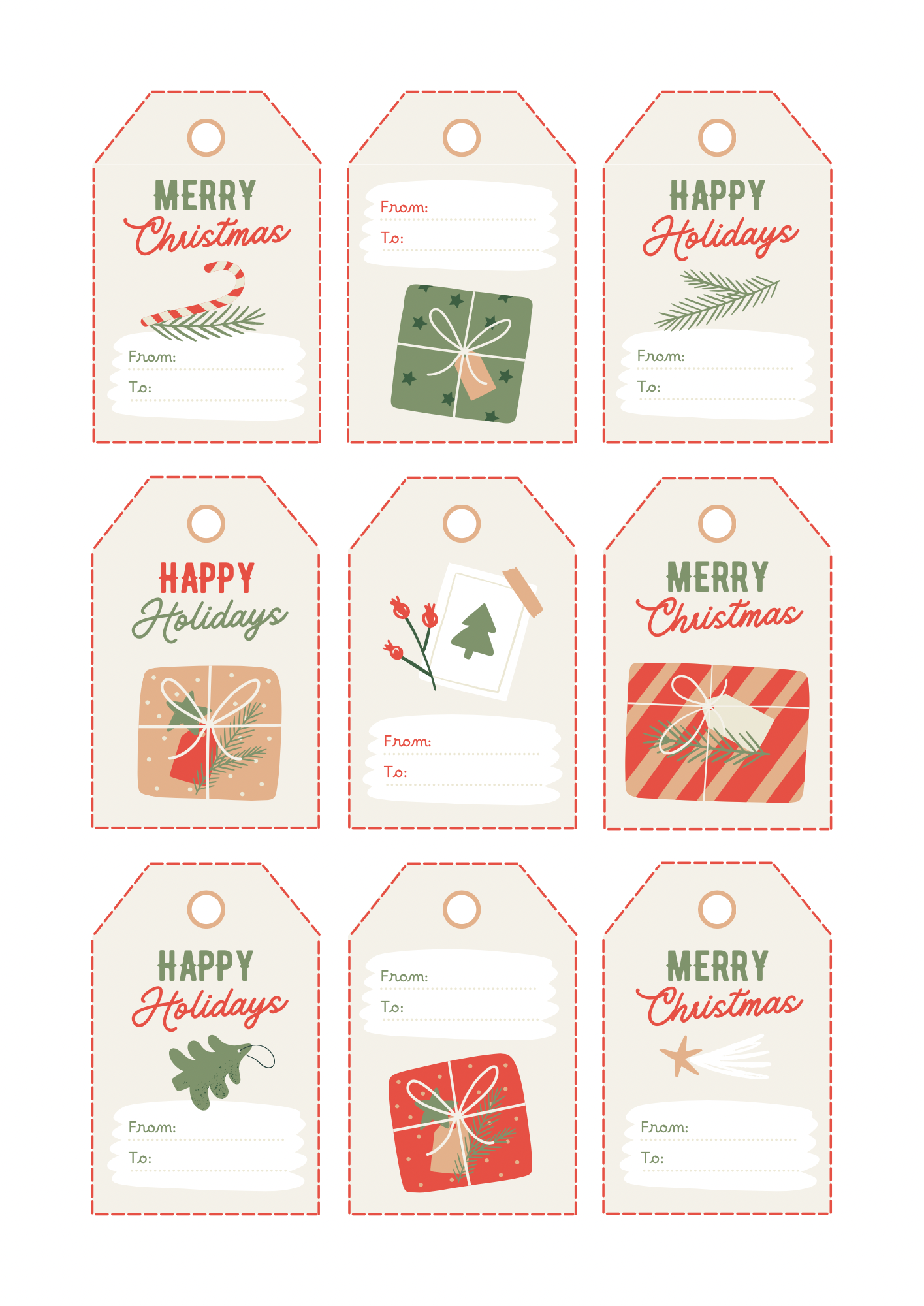 Merry & Bright Retro Tags