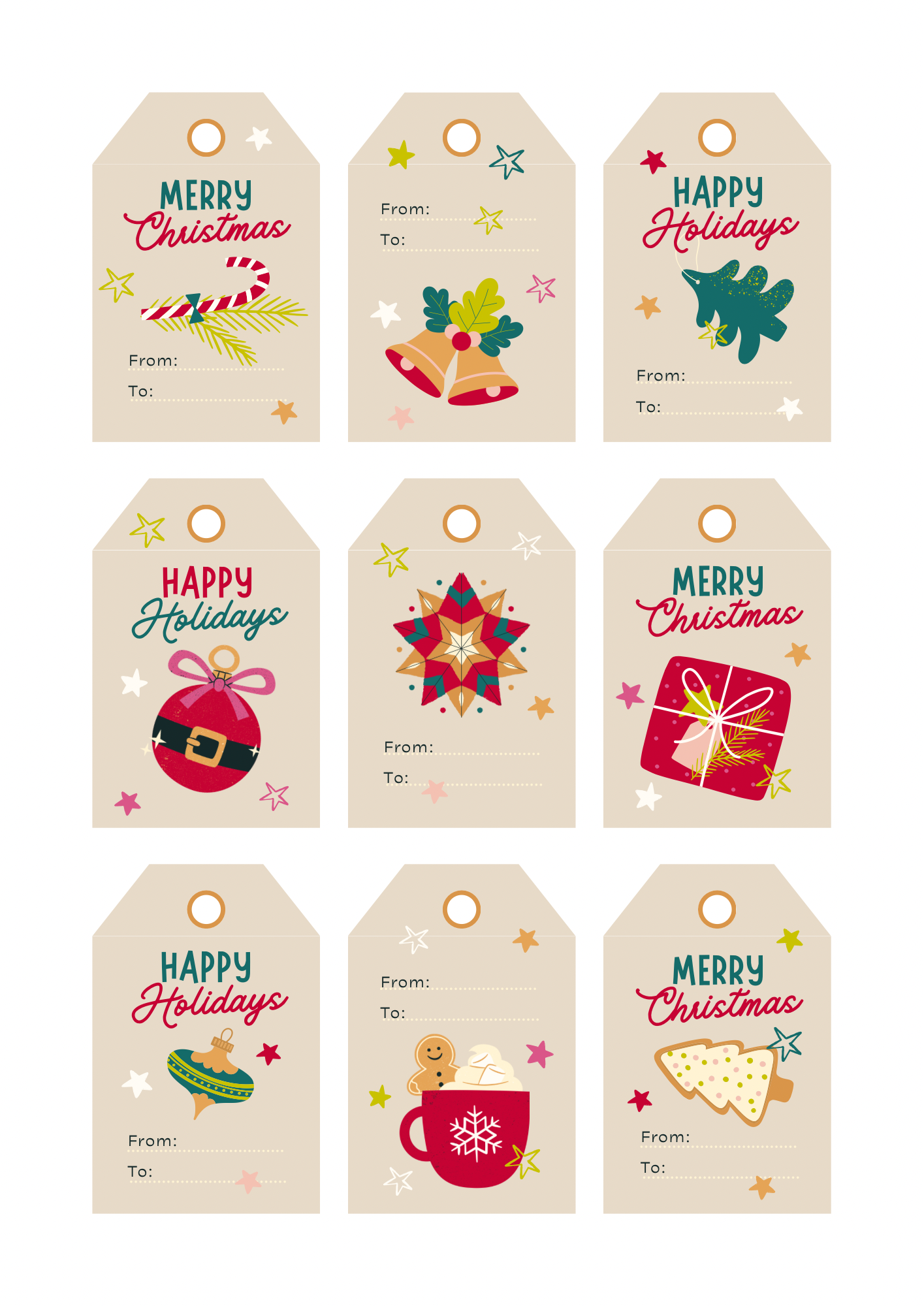 Merry Retro Holiday Tags