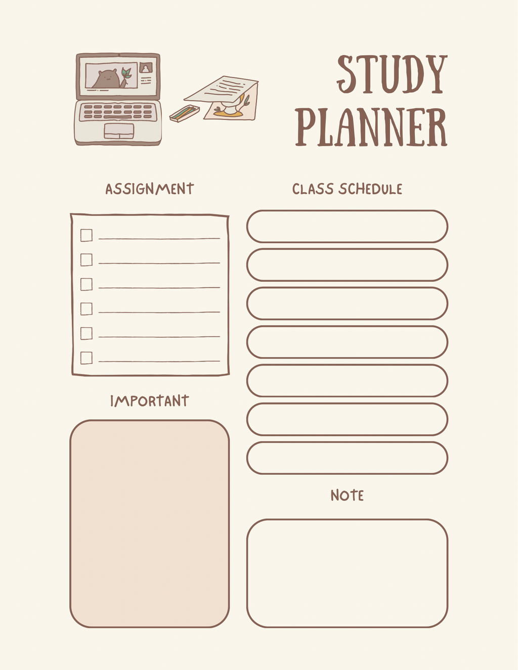 Cutesy Daily Planner