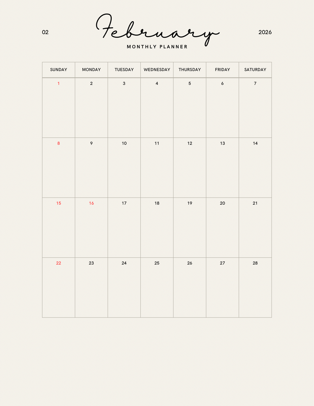 Simple Beige Yearly Planner