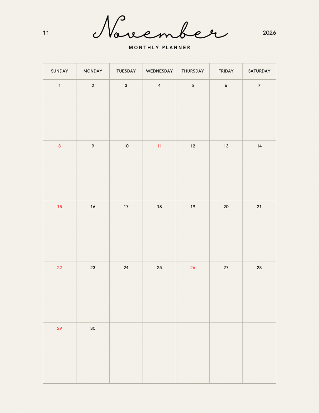 Simple Beige Yearly Planner