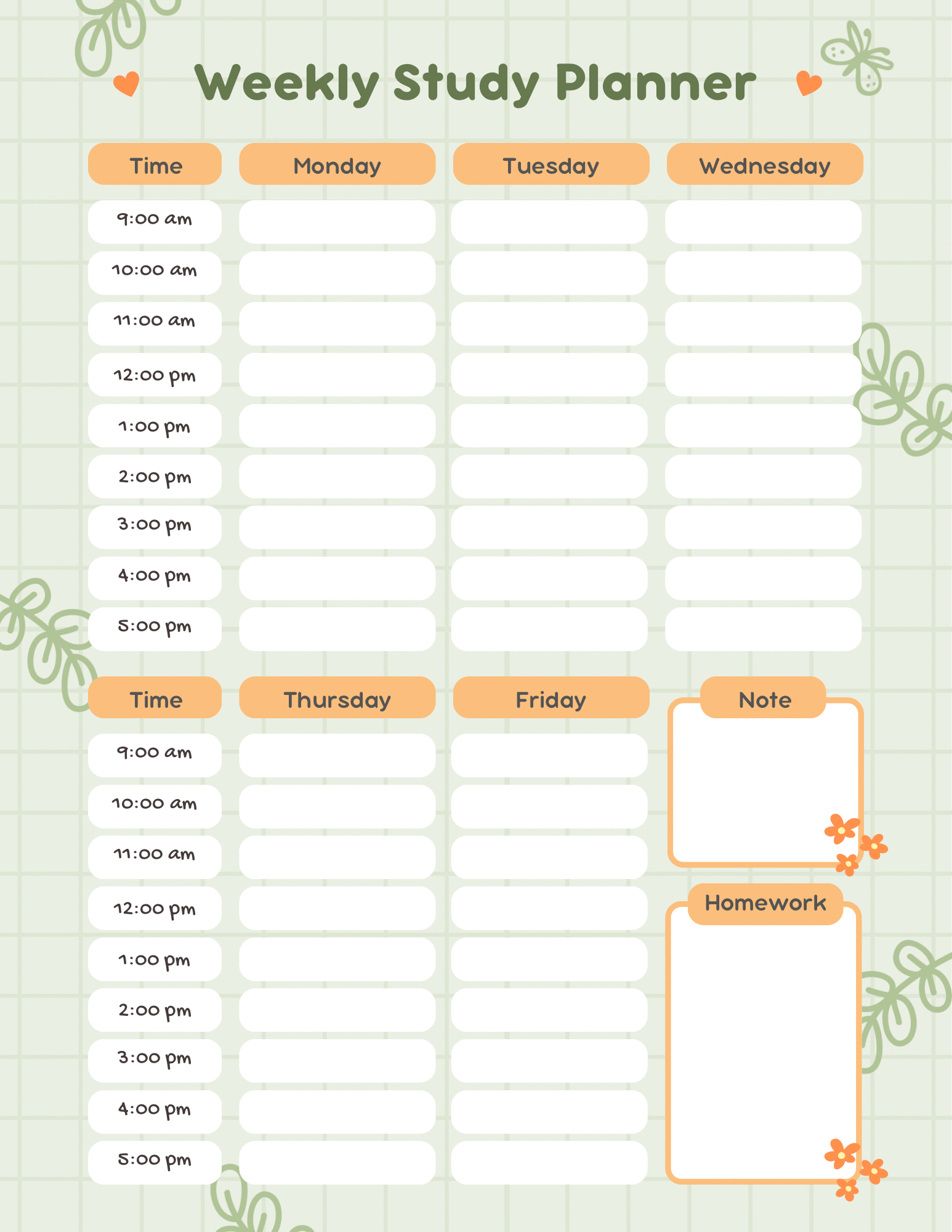 Weekly Study Planner-Page