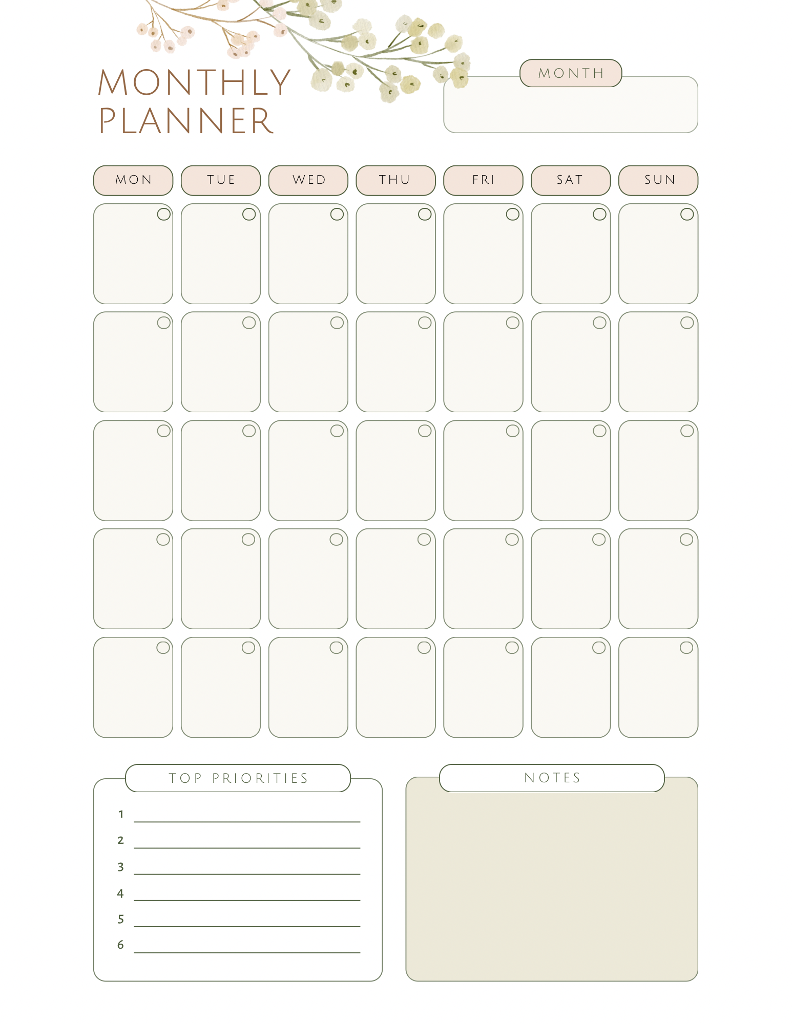 Modern Pastel Monthly Planner-Page